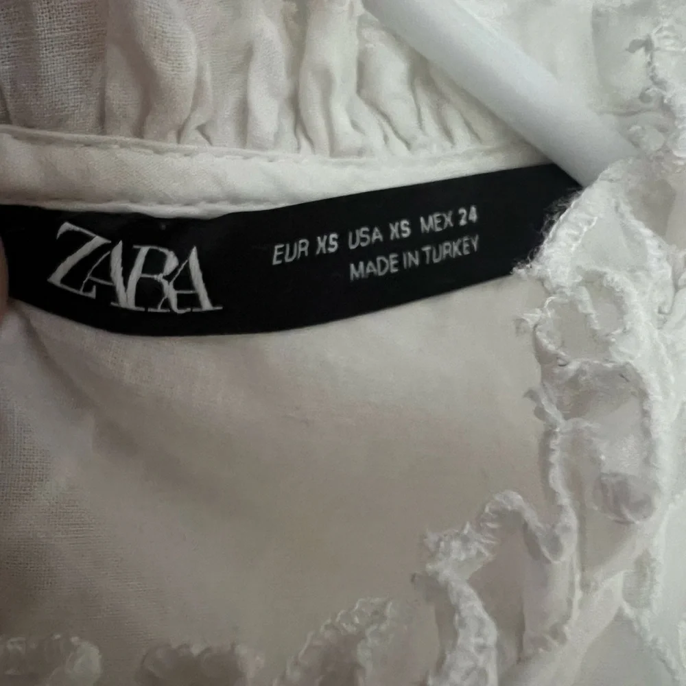 ZARA Puff Sleeve Mesh Eyelet Top - XS